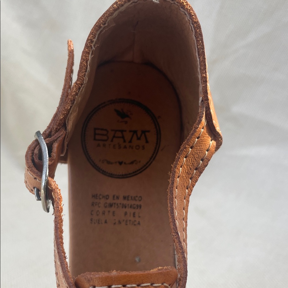 Women’s Tan Leather Wedges with Braided Design 7 - Picture 5 of 7